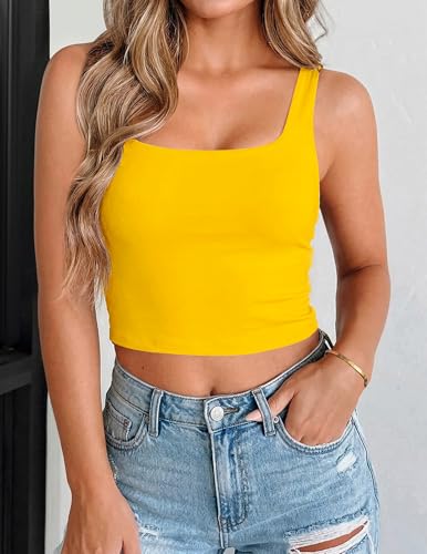Zeagoo Women's Square Neck Crop Tops Cute Double Layer Casual Slim Tank - image 3