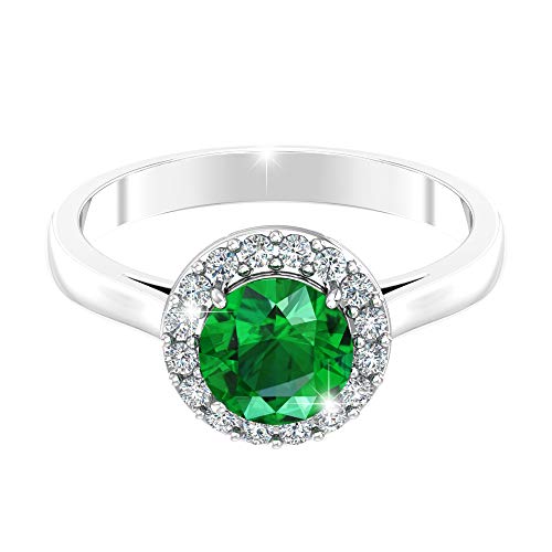 Womens 925 Sterling Silver Classic Solitaire Halo Center 7 mm Round Gemstone Birthstone Fine Jewelry Engagement Wedding Accessory Rings, 1.3 Carat Gemstone2