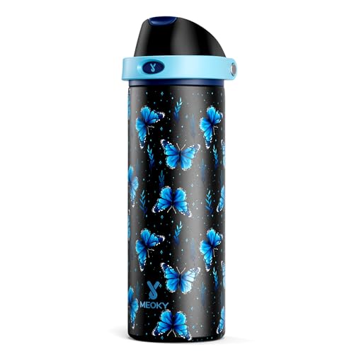 Image of 24 oz Insulated Water Bottle for Women: Meoky Glow in the Dark Water Bottle with 2-in-1 Straw and Spout Lid - Leak Proof, Cold for 24 Hours, Fits in Car Cup Holder, BPA-Free for Sports Travel, Moonlit