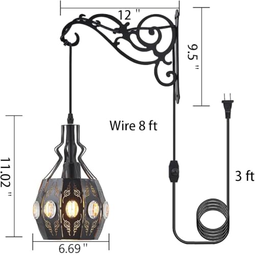 Image of 2PK Wall Sconce Plug in Hanging Lamp Shelf Dimmable Wall Sconces Adjustable Wall Lights with Plug in Cord and Dimmer On /Off Indoor Wall Sconces for Living Room Bedroom