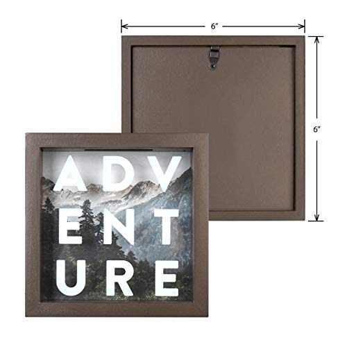 Prinz Adventure Money Savings Piggy Bank for Adults, Kids Savings Box Change Jar, 6' x 6' Wooden Shadow Box, Brown Prinz Adventure Money Savings Piggy Bank for Adults, Kids Savings Box Change Jar, 6' x 6' Wooden Shadow Box, Brown