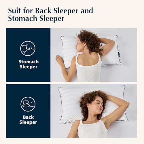Image of Pacific Pacific Coast White Goose Down Pillow with 100% Cotton Shell, Luxury Hotel Bed Pillow for Sleeping, Suitable for Back and Stomach Sleepers, King Size