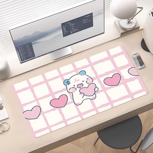 Desk Pad de cuero PU XL 31.5x15.7 pulg blanco y rosa miniatura 4