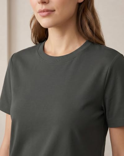 Image of NOBERO 100% Cotton T-Shirts for Women Stylish | Regular Fit | Solid T Shirts for Women 180 GSM Combed Cotton | Crew Neck Half Sleeve