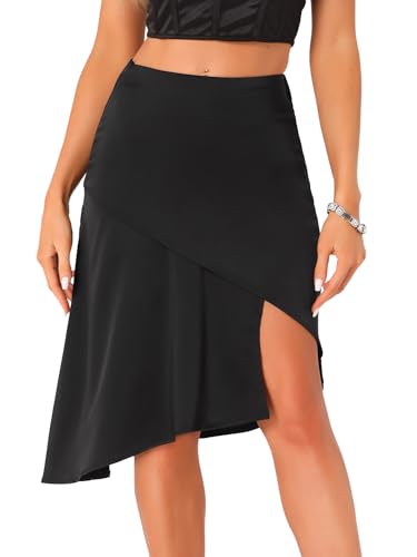 Allegra K Ruffle Wrap Skirt for Women's High Waist Asymmetric A-Line Flowy Elegant Skirts