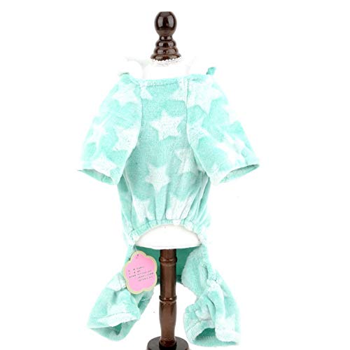 smalllee_lucky_store Pet Warm Stars Flannel Fleece Pajamas Onesie Winter Hoodie Sweater Jumpsuit for Small Dogs Cats Coat Jacket Soft Outfits Puppy Clothes - Image 2