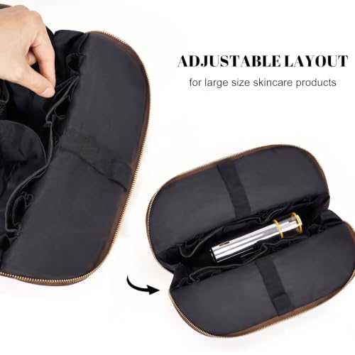 HiTotes Travel Makeup Bag Leather Cosmetic Pouch Stand Up Toiletry Bag — view 4