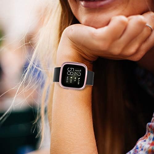 Simpeak 5-Pack Screen Protector Case Compatible with Fitbit Versa 2, TPU Soft Screen Protector Bumper Cover Replacement for Versa 2, Transparent+Rose+Silver+Black+Rosegold