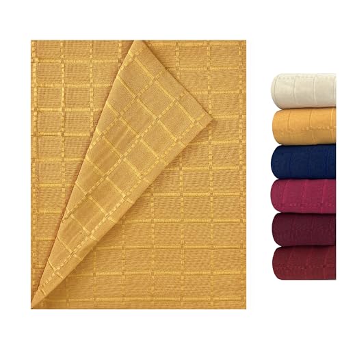 GFD - Colcha Multiusos Clásica para Sofá y Cama Algodón Poliéster, Manta Foulard Cómoda y Suave, Plaid para Cama Colores Vivos, Cubrecama, Cubre sofá (Amarillo, 125 x 180)
