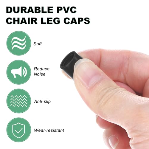 Image of M METERXITY 24-Pack Chair Leg Caps, 5 /16 Inch(8mm) PVC Chair Leg Floor Protectors for Folding Chairs /Metal Chairs /Furniture Table /Hardwood Floors, Round Non-Slip Cover End Tips [Black]