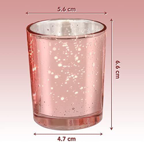 Rosegold Votive Candle Holders, Mercury Glass Tealight Candle Holder Set of 12, Perfect Centerpieces for Wedding, Party, Home Decor (Rose gold)
