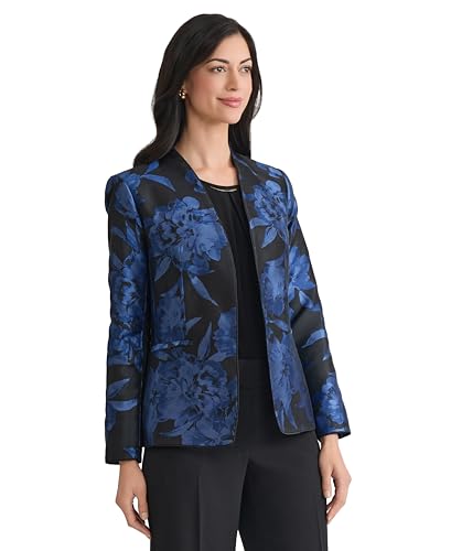 Kasper Women's Floral Jacquard Collarless Jacket2