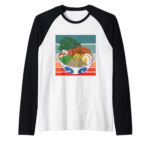 Tazón de ramen, Ramen Life, Tazón de fideos con huevo de Camiseta Manga Raglan