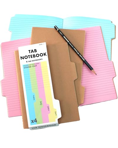 Suck UK | A5 Notebook With Dividers | Exercise Book With Annotation Tabs | Study Essentials Set Of 4 Notepads A5 | Study Notebook & Revision Stationary | Organiser Notebook & School Notebooks | Kraft