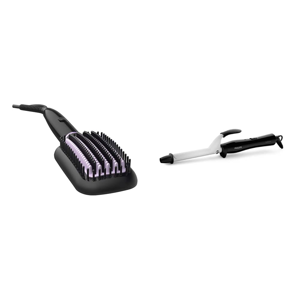 Philips BHH880/10 Heated Straightening Brush with Technology (Black) & Philips BHB862 Hair