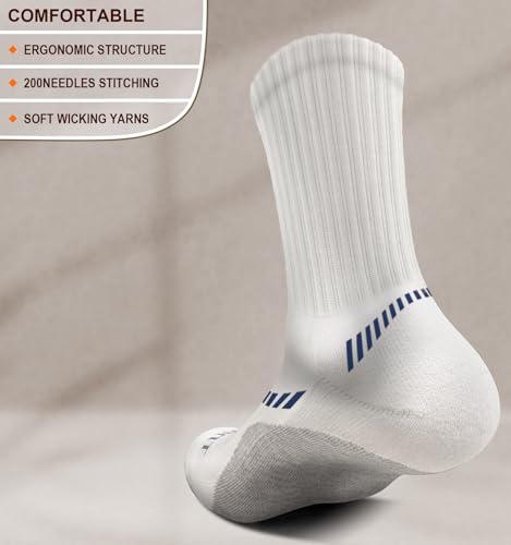 Image of BULLIANT Men 6-Pack Athletic Compression Crew Socks for Running Gym Sports