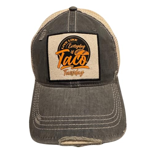 Popfizzy Taco Tuesday Hat for Women and Men Tacos Trucker Hat Baseball Cap for Foodies Gift for Taco Lovers (Charcoal)