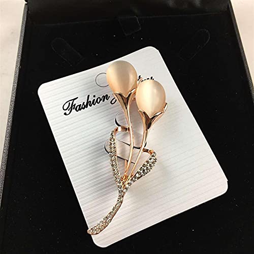 Guoshang Women Rose Gold Opal Calla Lily Brooch Pin Flower Opal Lapel Pin For Coats Jackets Sweaters Accessories,Gold,1 Pc #TOP1