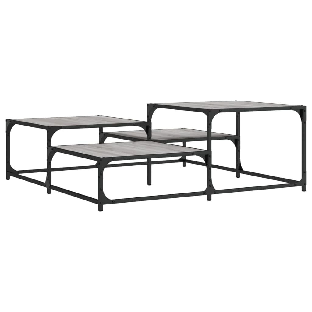Homgoday Tavolino da caffè Sonoma grigio 107 x 107 x 40 cm, in legno ingegnerizzato, tavolino da tè per soggiorno, sala d'accoglienza degli ospiti, camera da letto e ufficio