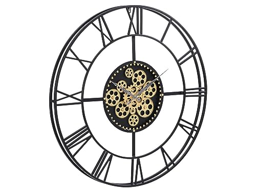 Vente unique   Reloj de pared industrial   D. 80 cm   metal   Negro y dorado   KARIAL