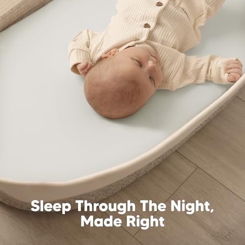 Image of 2-Pack Baby Bassinet Sheets Girl, Boy - 33x17 Viscose Derived from Bamboo Bedside Mattress Fitted Bassinet Sheets, Compatible with Halo Bassinest Swivel Sleeper,Baby Delight,Graco(Sage)