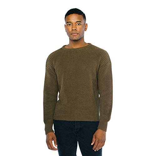 American Apparel Men's Fisherman's Long-Sleeve Pullover Knit Sweater, Army, Small