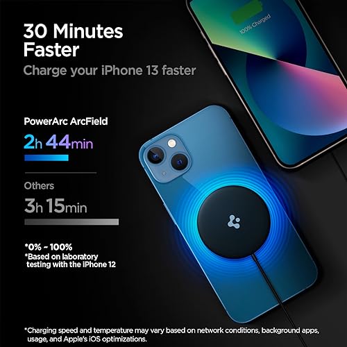 Image of Spigen ArcField Magnetic Wireless Charger Compatible with iPhone 17 /16 /15 /14 /13 /12 Pro Max Mini, AirPods 3 /2, AirPods Pro 2 /1 - Black