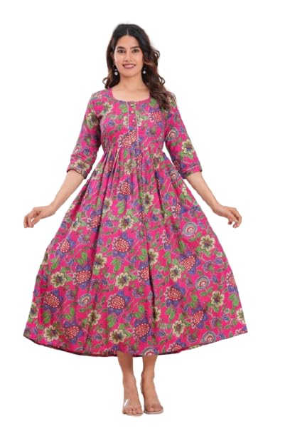 Fit and Flaired Cotton Printed I Maternity I Kurti I Kurta I Gown I Midi I Maxi I Feeding Kurti I for Women (in, Alpha, M, Regular, Purple)-image-45