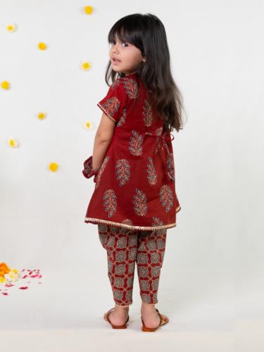 Image of POLKA TOTS Girls Cotton Kurta Dhoti Set | Traditional Ethnic Wear for Kids Girls | Festival Dress for Diwali Navratri Pooja Wedding Party | Indian Traditional Outfit for Girls | 6 Months - 8 Years