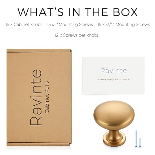 Image of Ravinte 15 Pack Kitchen Cabinet Knobs Dresser Knobs Drawer Champagne Bronze Drawer Pulls Door Handles for Cupboard and Dresser