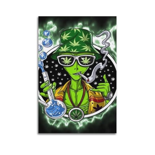 YSGRINNM Wathon Trippy Weed Marihuana Tapiz Pósteres Arte de Pared Lienzo Estético Póster Moderno Pintura Decoración para Sala de Dormitorio Elegante Póster 40 x 60 cm Estilo Sin Marco
