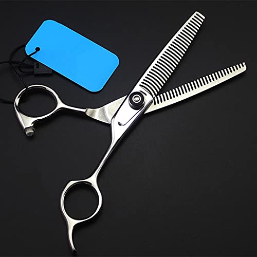 Hair Cutting Scissors, Professional 6 inch japan 440c Double-sided teeth hair scissors Curved salon barber thinning shears hairdressing scissors BY ZZYY (Color : Double-sided teeth)