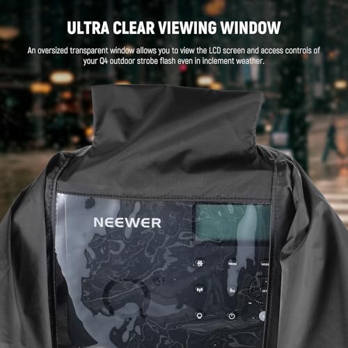 Image of NEEWER Rain Cover for Q4 Outdoor Strobe Flash, Nylon Camera Lens Raincoat with Viewing Window, Sleeves, Touch Fasteners, Drawstrings, Only Compatible with NEEWER Q4 Strobe Light, CQP1