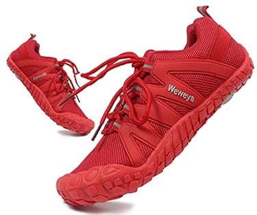 AMAZON - Minimalist Running Shoes for Women Barefoot Shoes Wide Toe Box Sneakers Cross Trainer Shoes Red US Size 6 6.5
