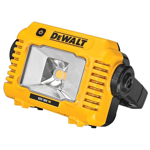 dewalt projecteur de chantier compact xr sans fil sans batterie ni chargeur 3 niveaux de luminosité poignée multi position compatible avec les batteries xr 12v, xr 18v et xr 54v dcl077 xj
