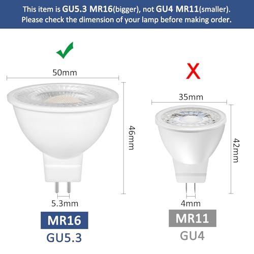 Caldarax 6 Pack MR16 GU5.3 LED 5W 12V Reflector Bulb, Natural White 4000K, Equivalent to 50W 35W Halogen Spotlight Bulb - Image 4