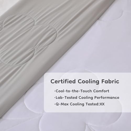 LaffyLo Cooling Blanket for Hot Sleepers, Lightweight Summer Quilt with Breathable Reversible Fabric for Bed, Couch, Dorm and Travel, Machine Washable, Twin Size 60"x80", White & Light Grey — view 2