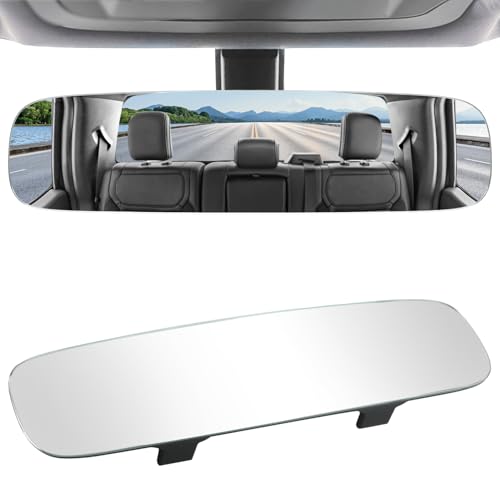 LivTee Frameless Rear View Mirror, Universal 11.81'' (300mm), Wide Angle Panoramic Convex Rearview Mirror, Clip-on to Original to Eliminate Blind Spot for Cars SUV Trucks