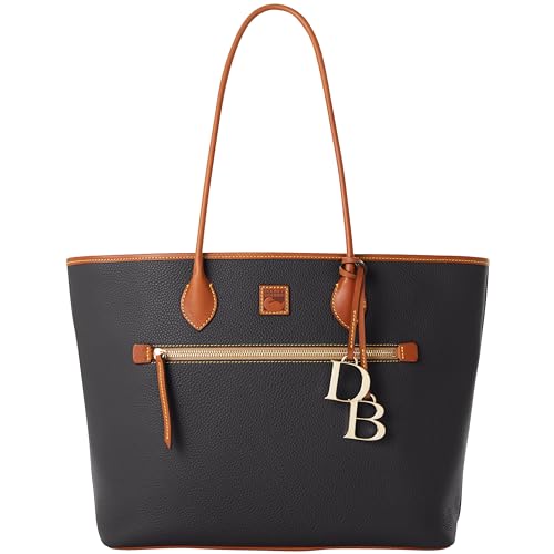 Dooney & Bourke Tote Bags for Women, Large Leather Tote Bag with Zipper Pockets and Long Shoulder Straps - Black