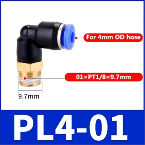 Conector neumático de codo en L con rosca macho para manguera de 6mm a 12mm 3