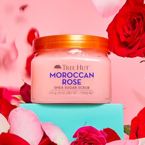 Image of Tree Hut Moroccan Rose Body Scrub, Exfoliating Sugar Scrub, Vegan, 18 Oz
