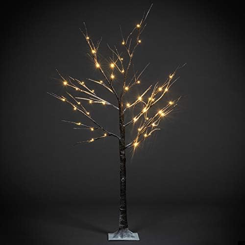 Dawsons Living Pre-Lit Twig Tree - White Snow Birch Outdoor and Indoor Decorative Festive Tree - LED Lights (180cm / 6 Foot)