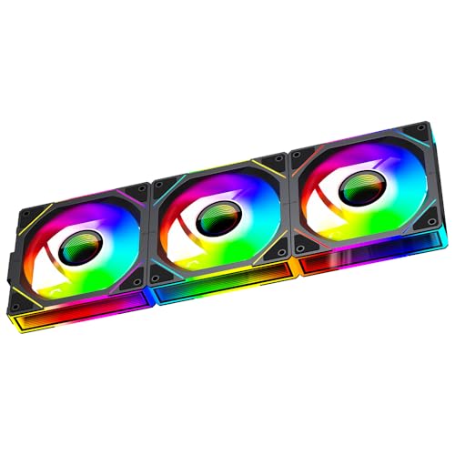 Image of Interstellar V1 120mm Case Fan, Infinity Mirror Module Daisy-Chain 5V ARGB PWM PC Fan Triple Pack Suitable for Computer Case & CPU Cooling(Black-3 Pack)