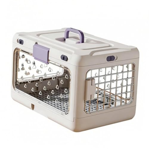 WeiLaiKeQi Folding Puppy Crate, Cat Travel Cage, Portable Dog Kennel, Pet Carrier for Small Dogs, White