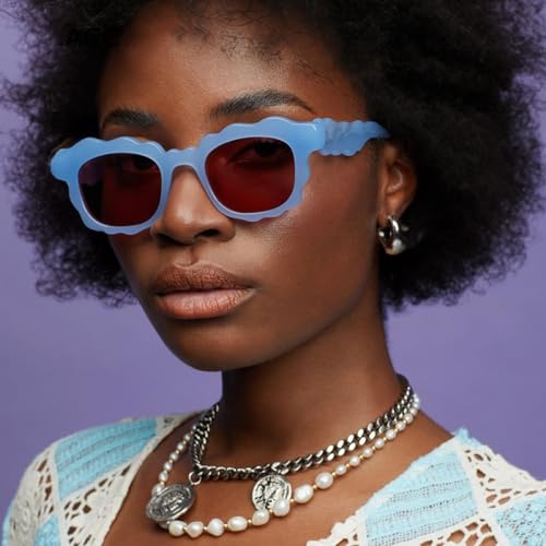 Fashion Retro Punk Wavy Sunglasses Women Cool Shades Men Classic Sun Glasses Irregular Elegant Eyewear Uv4002