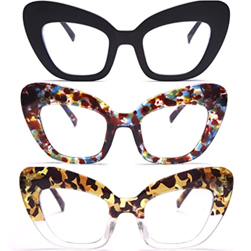 Image of 3 pack Blue Light Blocker Reading Glasses Cat eye Frame Readers Eyeglasses for Women