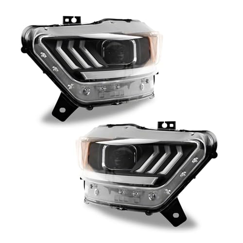 Raxiom LED Projector Headlights; Black Housing; Clear Lens Compatible For 15-17 Mustang; 18-22 Mustang GT350, GT500