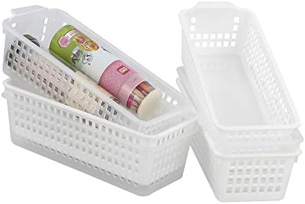 Parlynies Set of 6 Slim Desktop Basket, Plastic Storage Basket Set