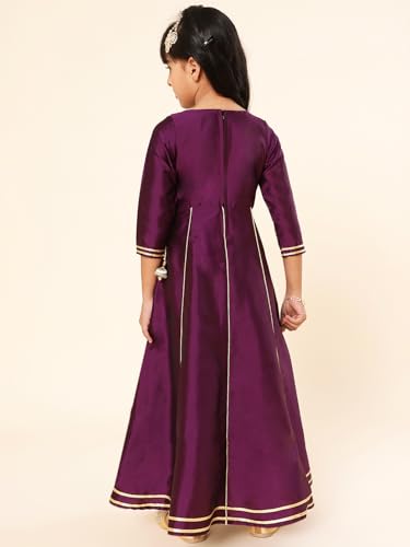 Image of A.T.U.N. (ALL THINGS UBER NICE) Girls Woven Design Gota Jacket Maxi Anarkali Gown