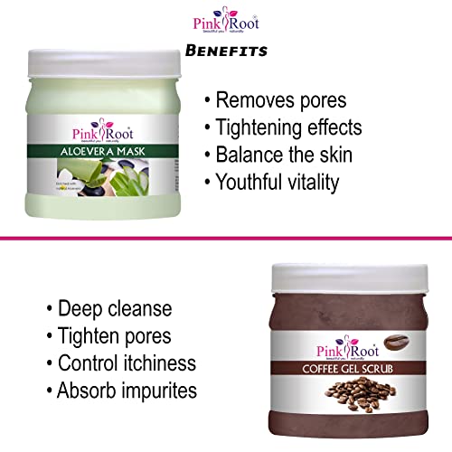 Image of Pink Root Aloe Vera Mask 500gm with Coffee Gel Scrub 500gm